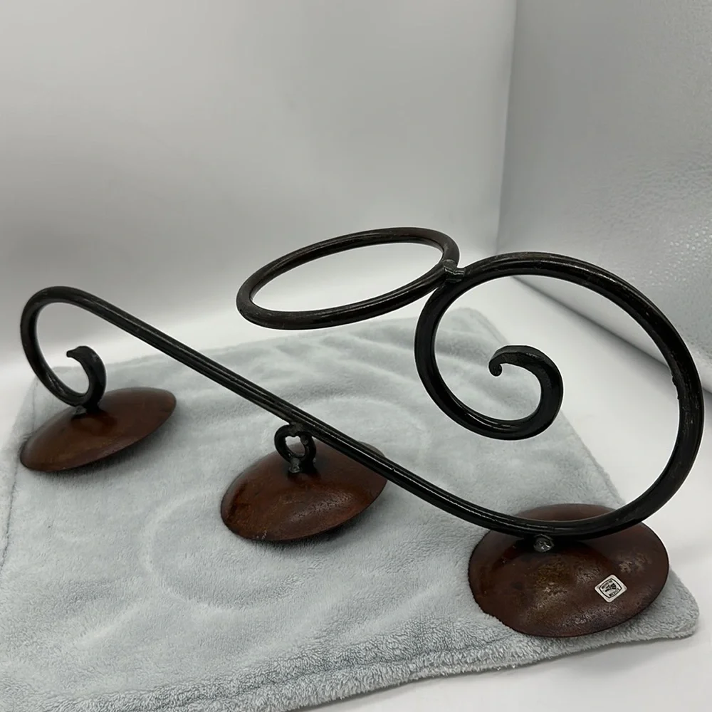Wrought Iron Scroll Triple Pillar Candle Table-top Feature/Holder - Picture 11 of 15